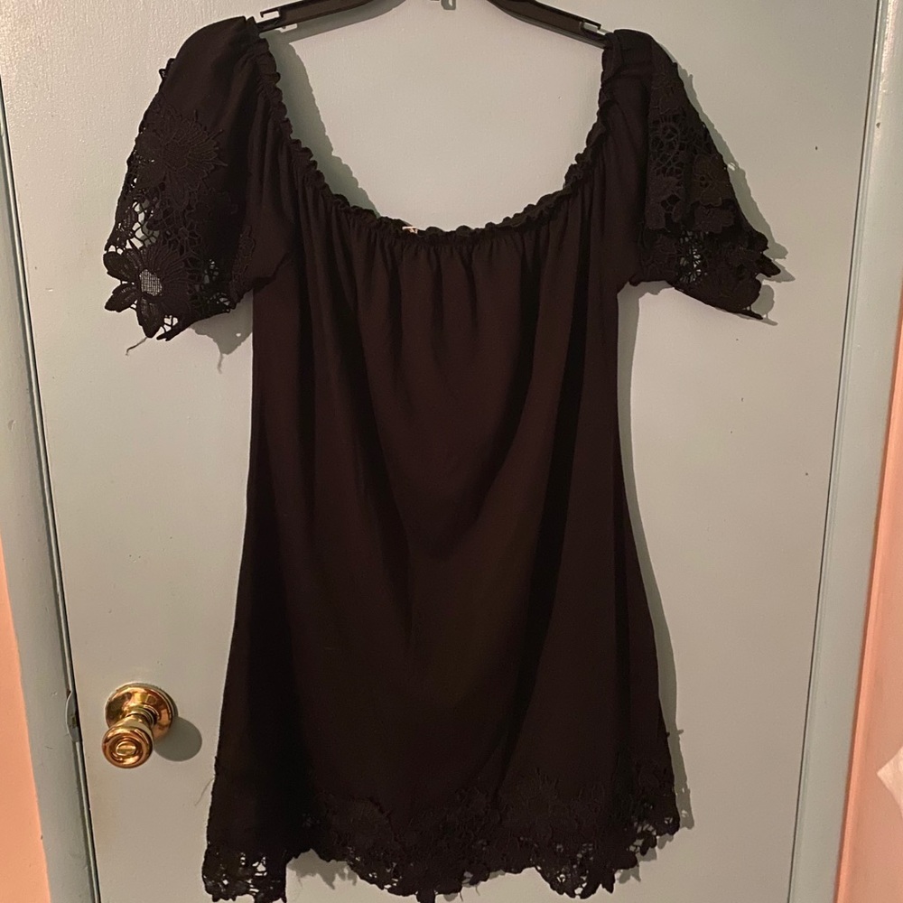 Off the shoulder black dress